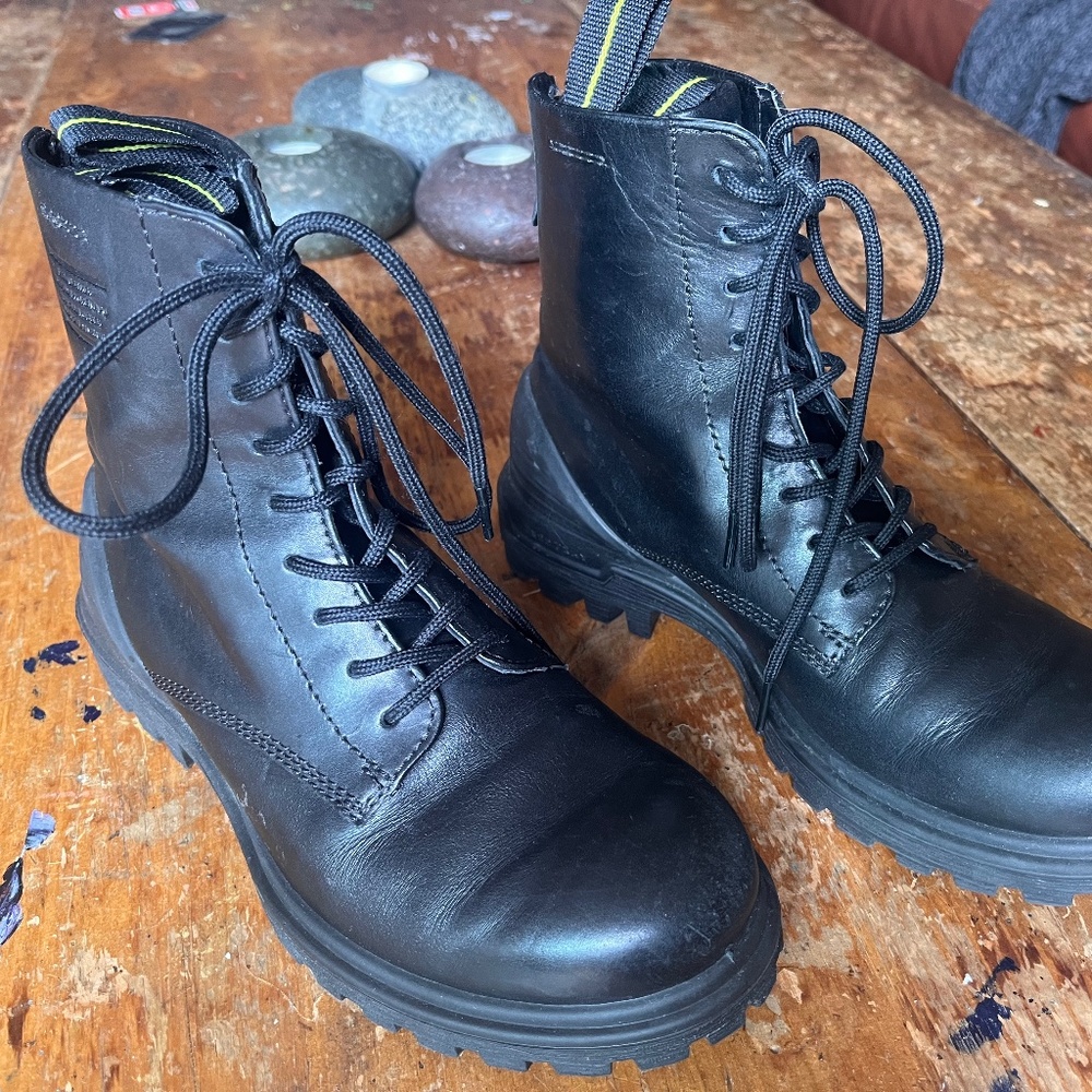 Black leather boots